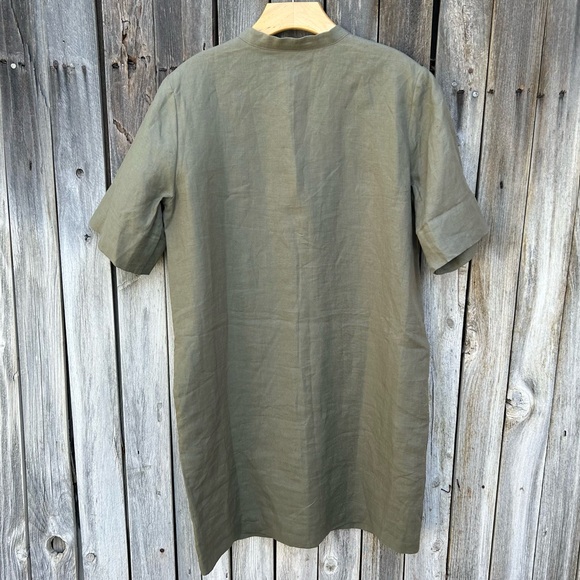 Marvin Browne Linen Short Sleeve Tunic Dress Olive Green M - Picture 8 of 13